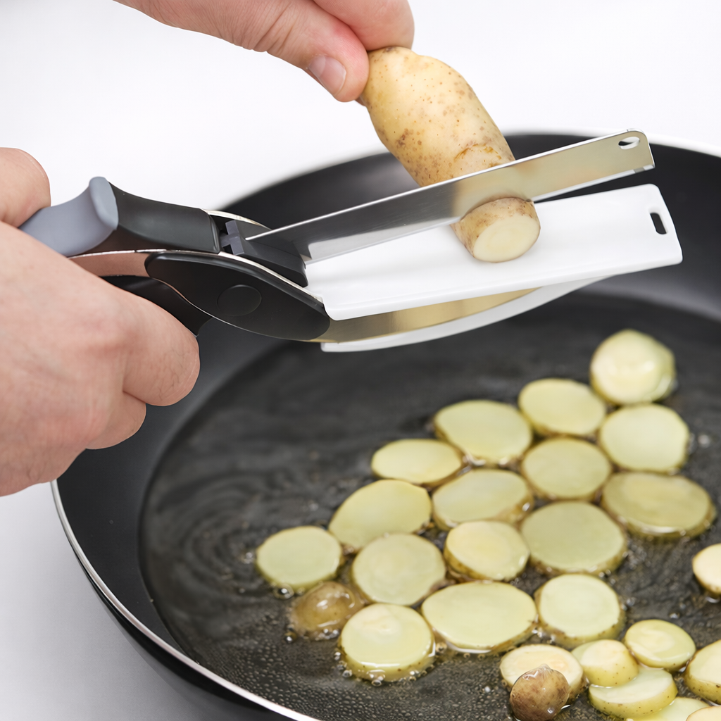 2-IN-1 KITCHEN CLEAVER CUTTER WITH BUILT-IN CHOPPER BOARD