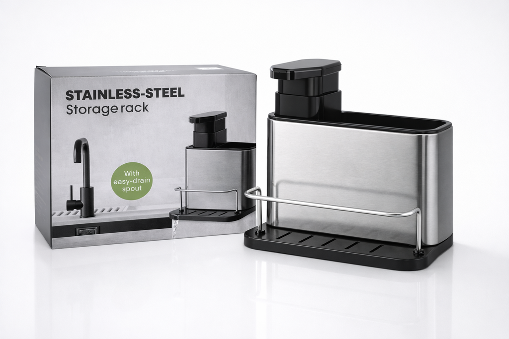 3-IN-1 KITCHEN SINK CADDY STAND FOR DISHWASHING ESSENTIALS