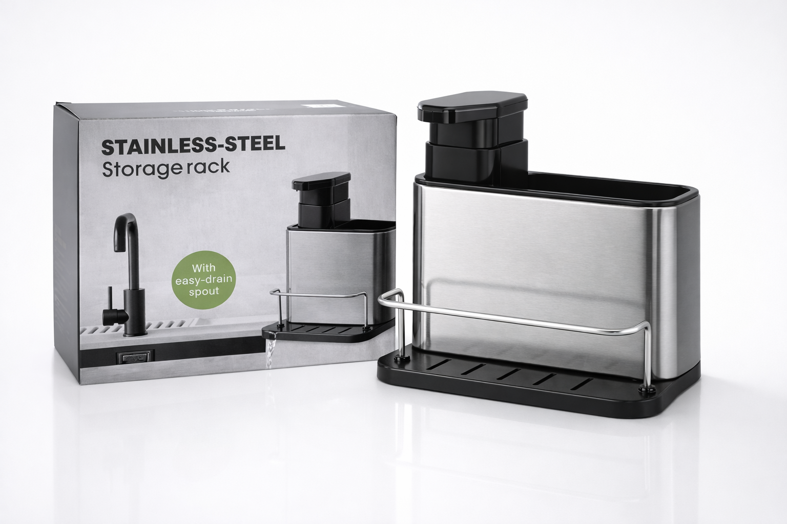 3-IN-1 KITCHEN SINK CADDY STAND FOR DISHWASHING ESSENTIALS