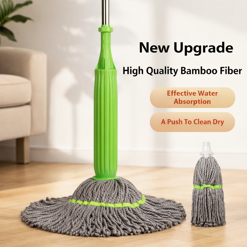 SELF TWISTING WATER ROTATING MOP WITH MICROFIBER HEAD