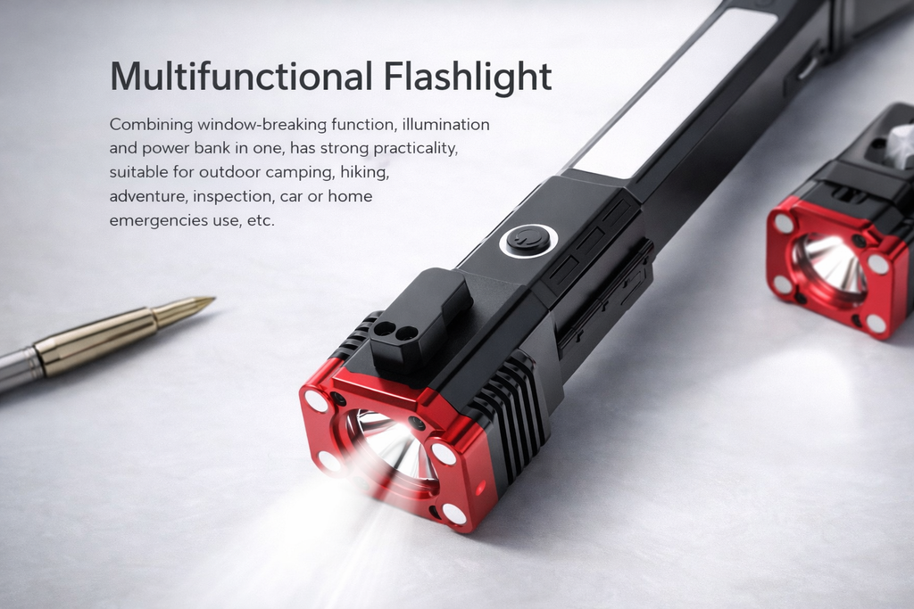 MULTI-FUNCTIONAL WORK PORTABLE HAMMER LED FLASHLIGHT