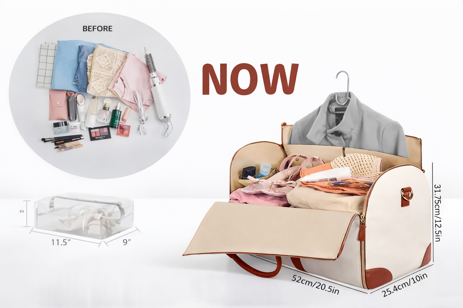 CONVERTIBLE GARMENT BAG FOR TRAVEL