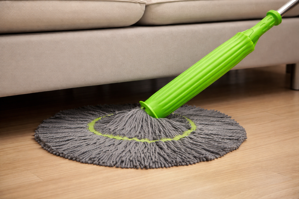 SELF TWISTING WATER ROTATING MOP WITH MICROFIBER HEAD