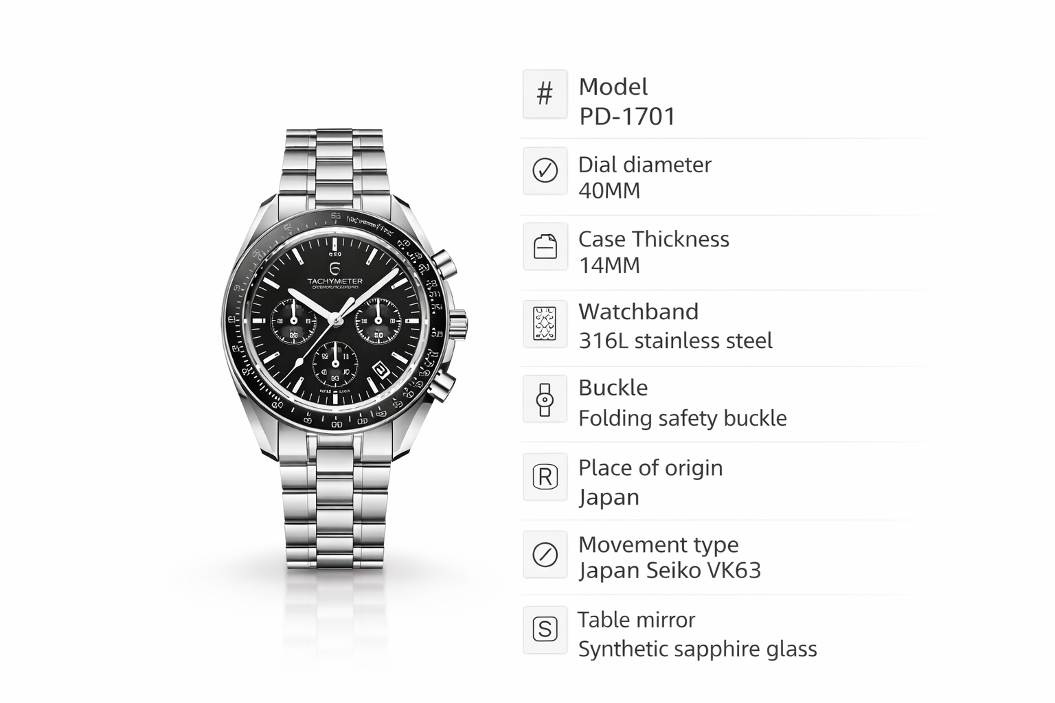 BD SILVER STAINLESS STEEL STRAP ANALOG WATCH FOR MEN