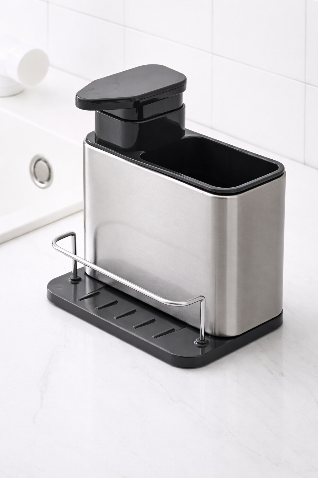 3-IN-1 KITCHEN SINK CADDY STAND FOR DISHWASHING ESSENTIALS