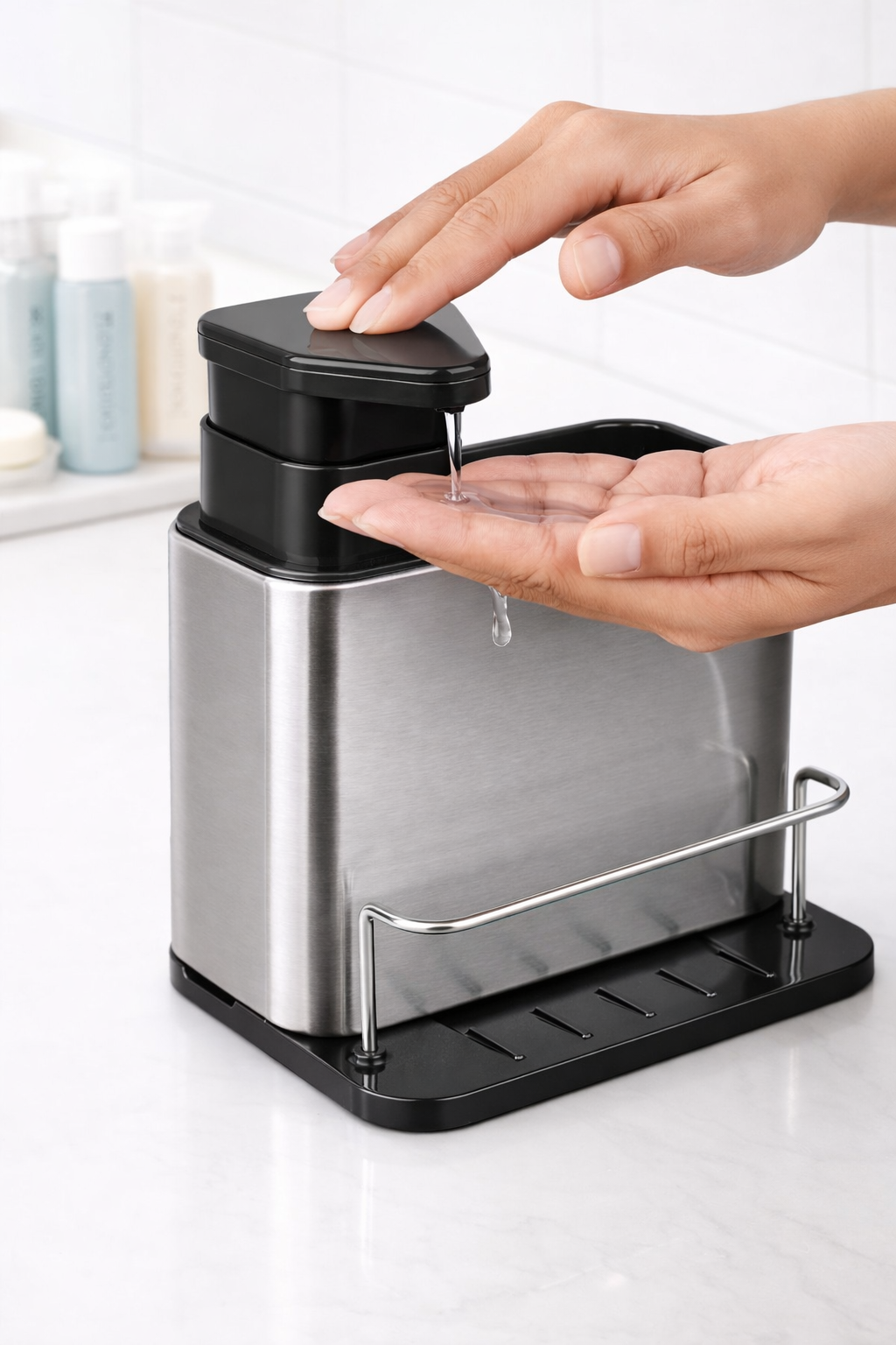 3-IN-1 KITCHEN SINK CADDY STAND FOR DISHWASHING ESSENTIALS