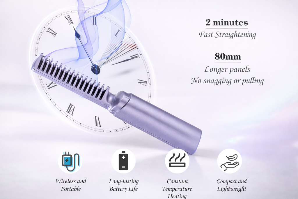 CORDLESS MINI HAIR STRAIGHTENER & ADJUSTABLE HOT COMB