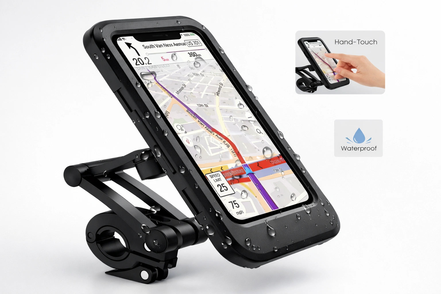 UNIVERSAL 360° ROTATING WATERPROOF BIKE MOBILE PHONE HOLDER