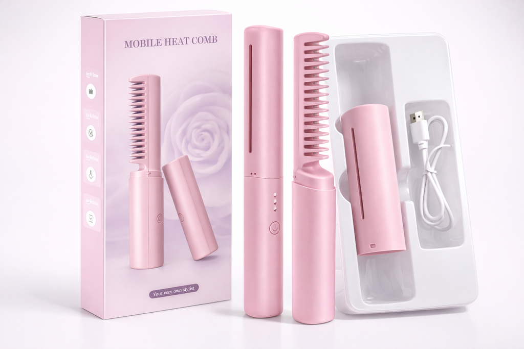 CORDLESS MINI HAIR STRAIGHTENER & ADJUSTABLE HOT COMB