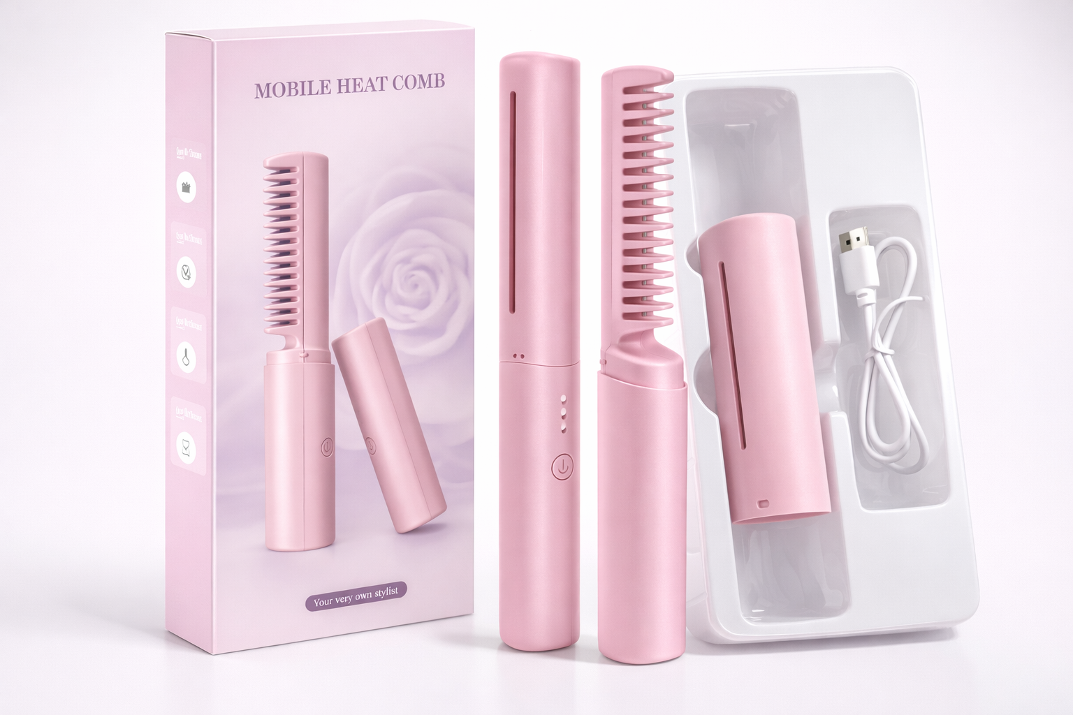CORDLESS MINI HAIR STRAIGHTENER & ADJUSTABLE HOT COMB